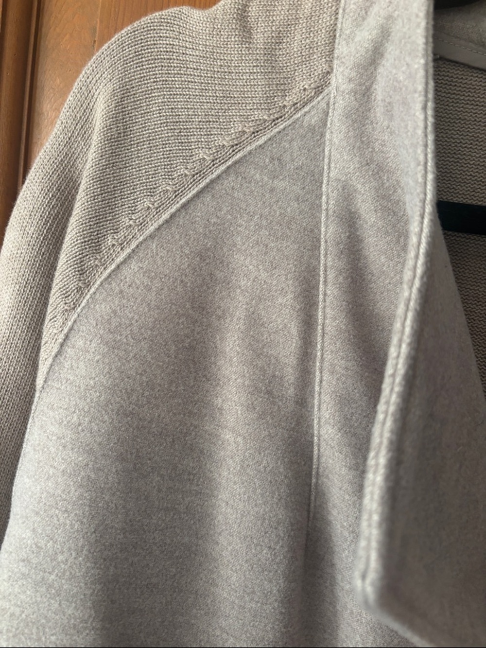 Chico's Taupe Knit Open-Front Coatigan with Gold Zippers - Picture 6 of 9
